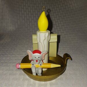 Vintage Noma 1994 Mouse Candle Candlestick Writing Santa
